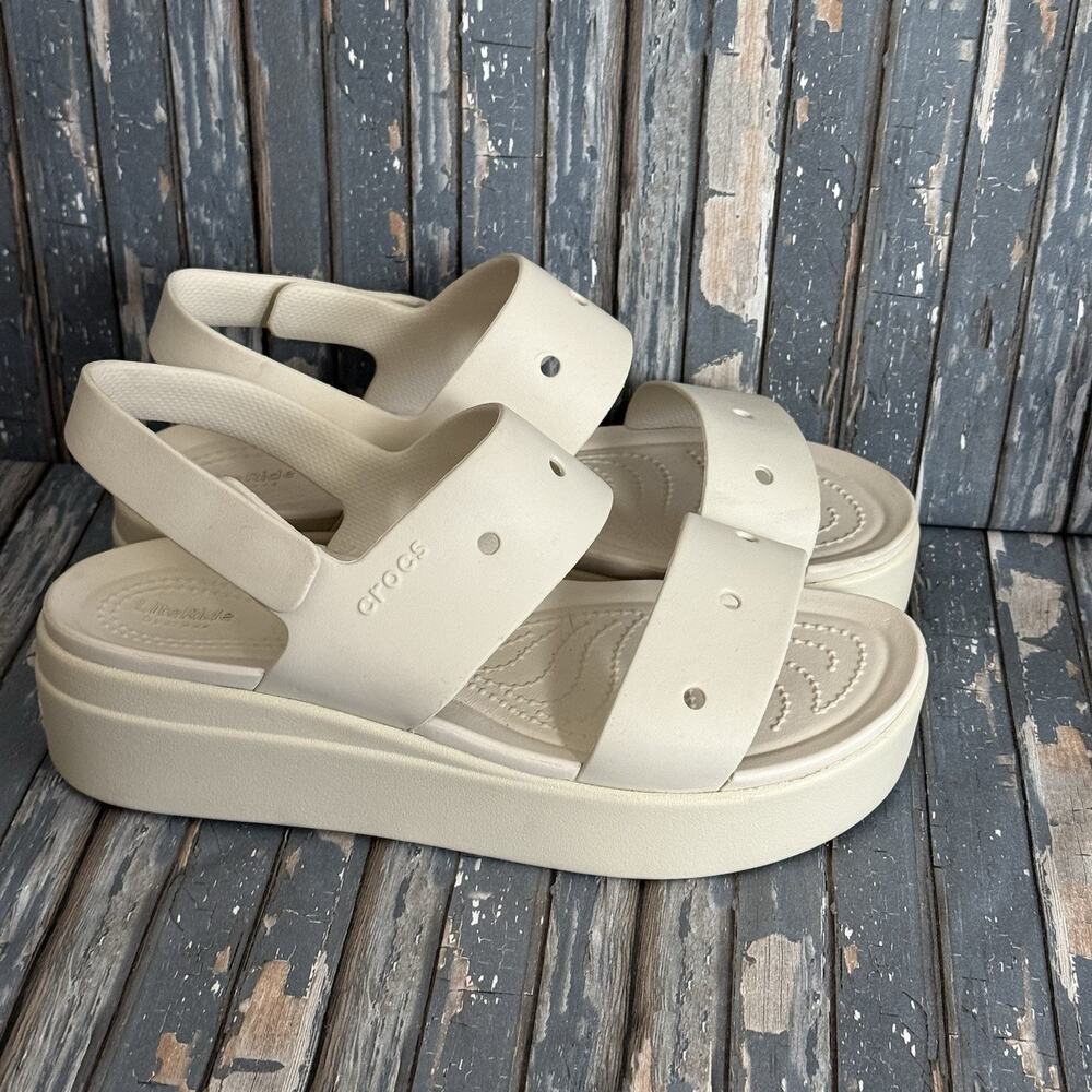 CROCS LiteRide Women's Brooklyn 4U Wedge Platform Sandal Stucco Sz 9